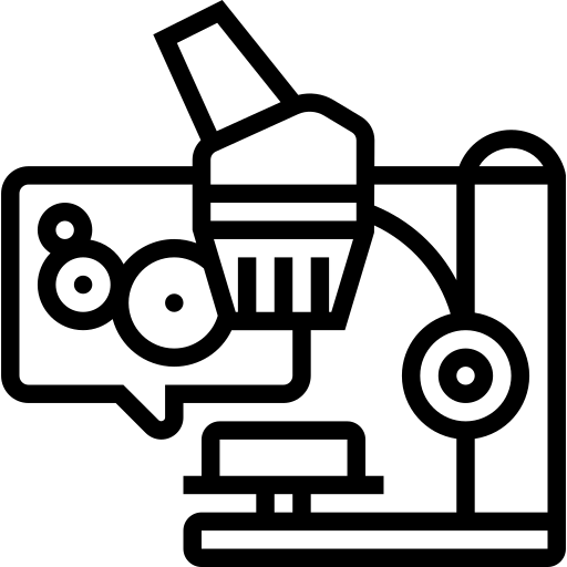 A graphic showing a microscope