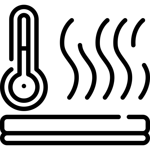 A graphic with lines and athermometer, measuring the surface temperature of an object