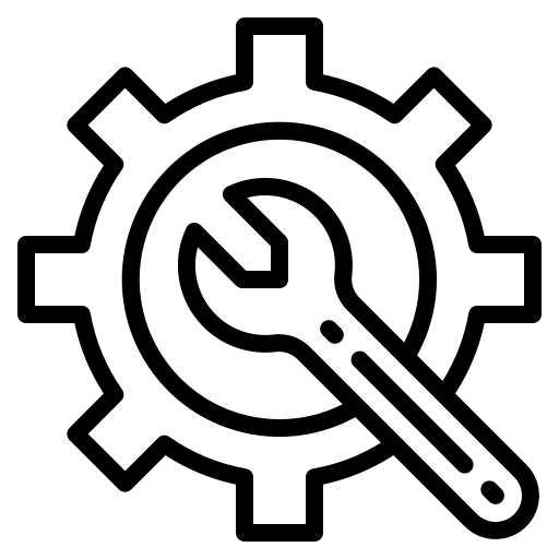 A graphic showing a wrench inside of a gear